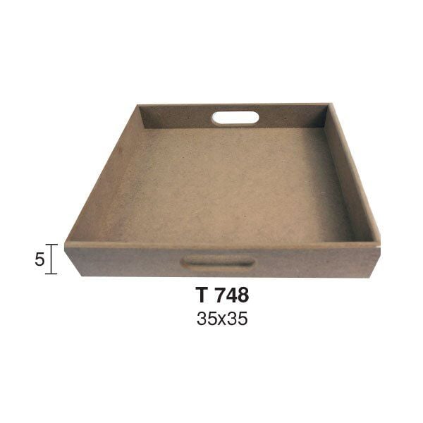 Ahşap Büyük Düz Kare Tepsi 35x35cm T748