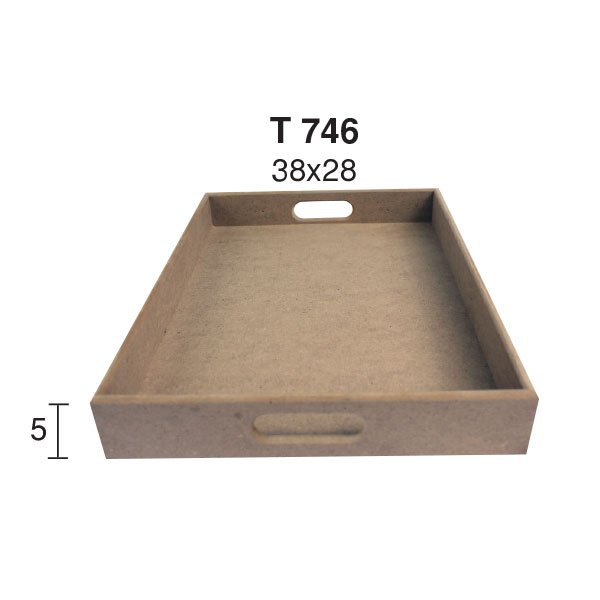 Ahşap Orta Boy Düz Diktörtgen Tepsi 38x28cm T746
