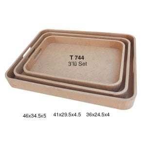Ahşap 3 lü Bombe Tepsi  T744