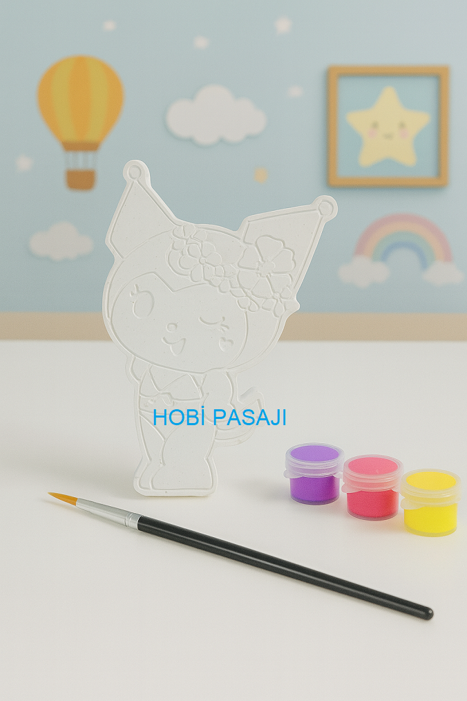 Taş Boyama Seti Kuromi 3 Renk Akrilik Boya 5ml + Fırça