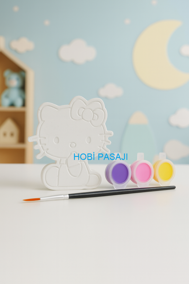 Taş Boyama Seti Hello Kitty 3 Renk Akrilik Boya 5ml + Fırça