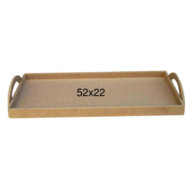 Ahşap Uzun D Saplı Tepsi 52x22cm T725
