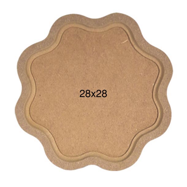 Ahşap Küçük 10 mm Papatya  Tepsi 28x28cm T723