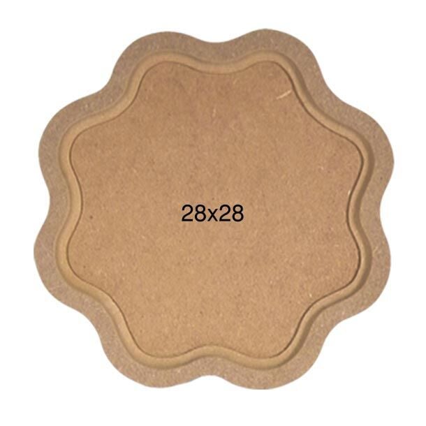 Ahşap Küçük 10 mm Papatya Tepsi 28x28cm T723