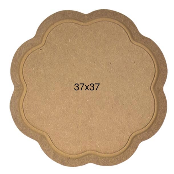 Ahşap Büyük 10 mm Papatya Tepsi 37x37cm T722
