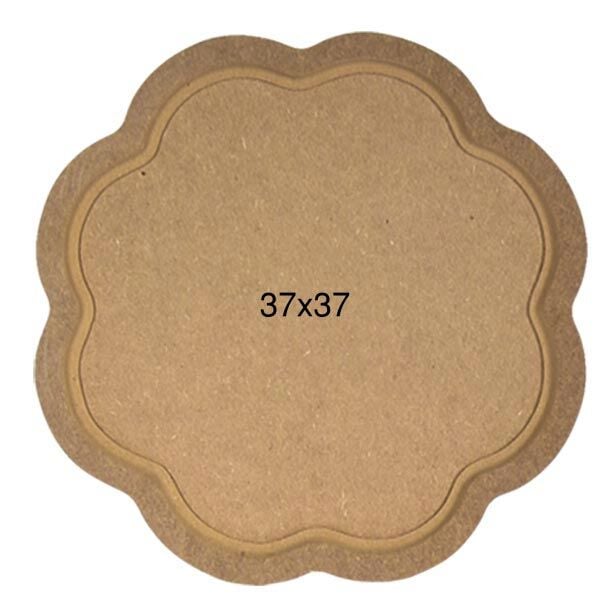 Ahşap Büyük 10 mm Papatya Tepsi 37x37cm T722