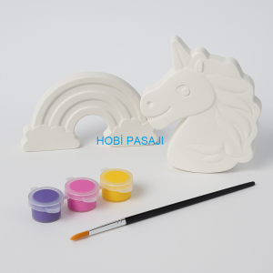 Taş Boyama Seti Pony & Gökkuşağı 3 Renk Akrilik Boya 5ml + Fırça