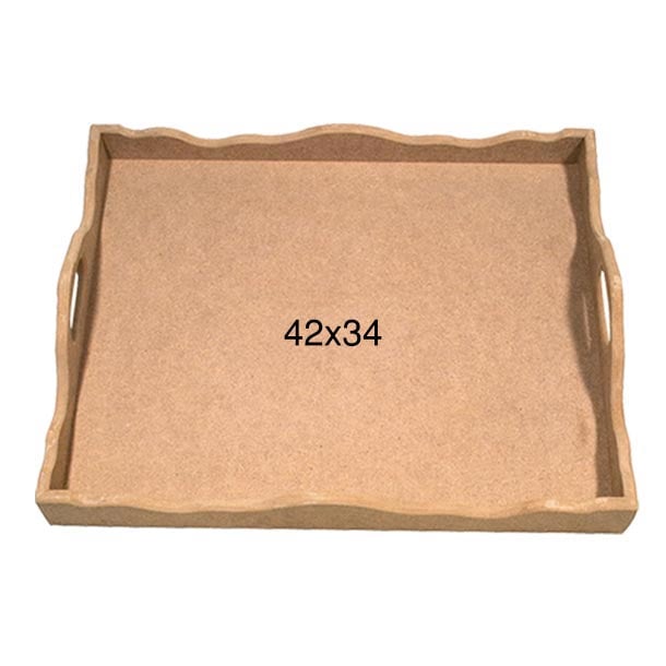 Ahşap 10 mm Küçük Dalgalı Tepsi 42x34cm T717