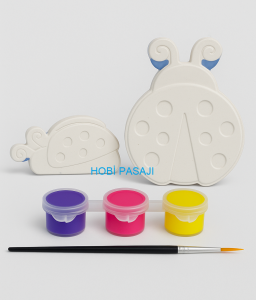 Taş Boyama Seti Uğur Böceği 3 Renk Akrilik Boya 5ml + Fırça