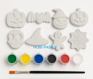Taş Boyama Seti Halloween 6 Renk Akrilik Boya 5ml + Fırça