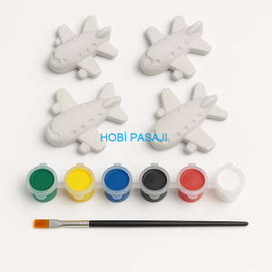 Taş Boyama Seti Uçaklar 6 Renk Akrilik Boya 5ml + Fırça