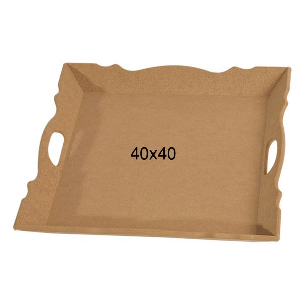 Ahşap Kare 'V' Tepsi 40x40cm T707