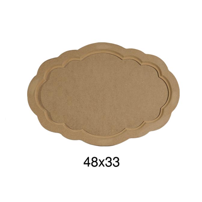 Ahşap Oval Dalgalı Tepsi 48x33cm T690