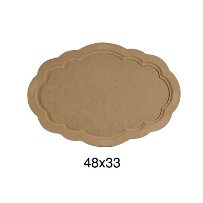 Ahşap Oval Dalgalı Tepsi 48x33cm T690