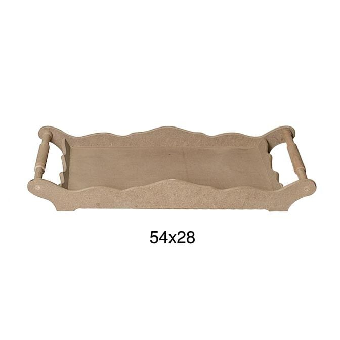 Ahşap Torna Saplı Tepsi 54x28cm T682