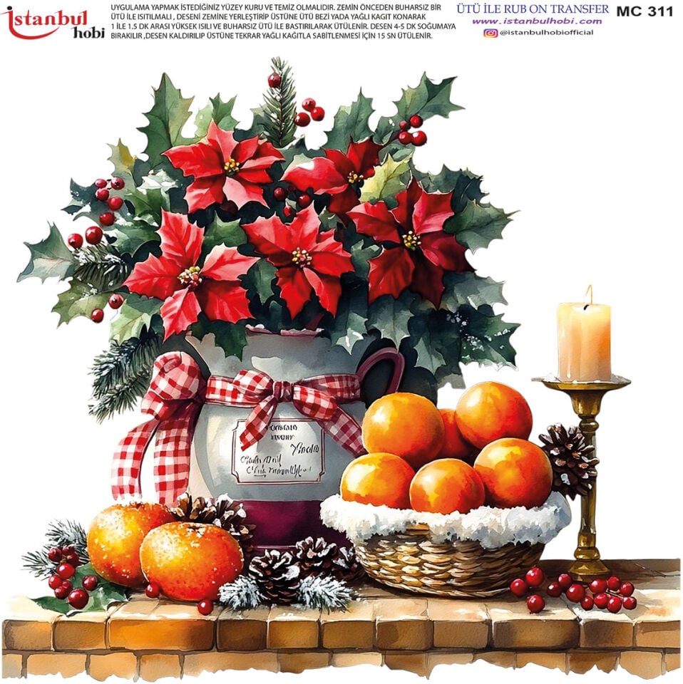 Yılbaşı Rub On Transfer 30x30cm MC311