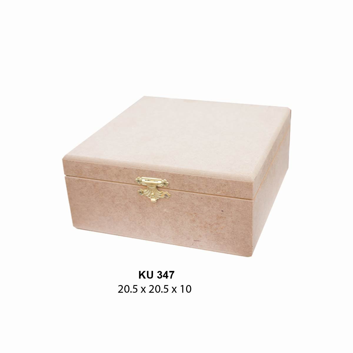 Ahşap Büyük Klipsli Kare Kutu 20,5x20,5cm KU347