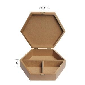 Ahşap 6 Gen Bölmeli Kutu 26x26cm KU326