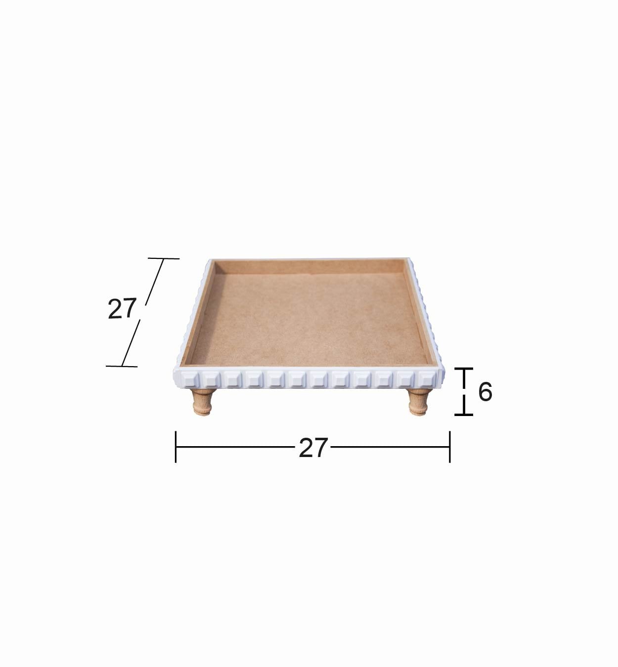 Ahşap Ayaklı Kare Çıtalı Sunumluk 27x27cm EG15