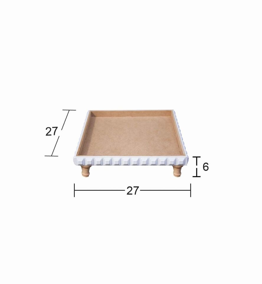 Ahşap Ayaklı Kare Çıtalı Sunumluk 27x27cm EG15