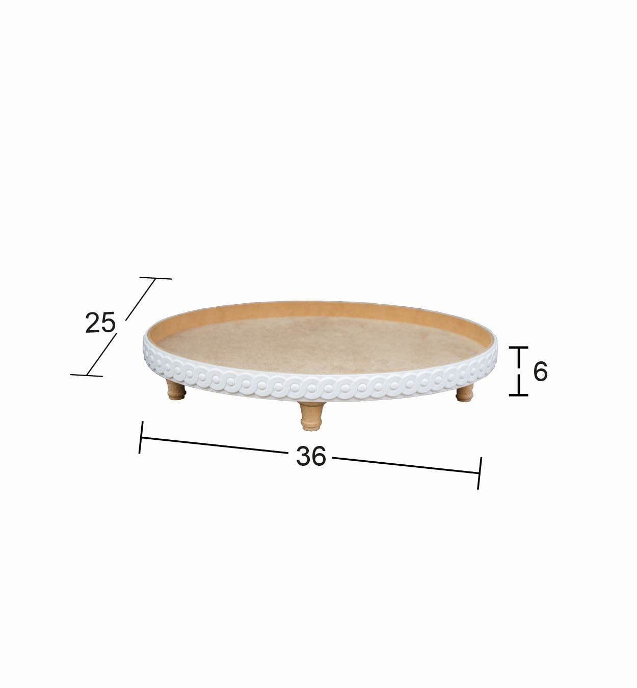 Ahşap Ayaklı Oval Çıtalı Sunumluk 36x25cm EG23