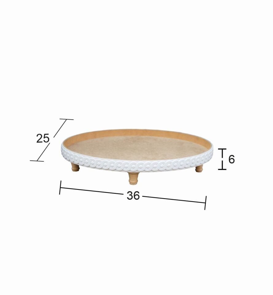 Ahşap Ayaklı Oval Çıtalı Sunumluk 36x25cm EG23
