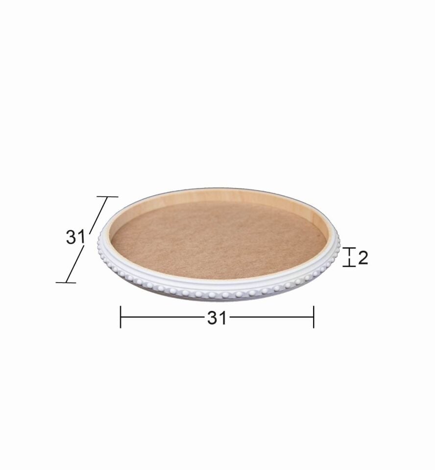 Ahşap Yuvarlak Çıtalı Tepsi 31x31cm EG47