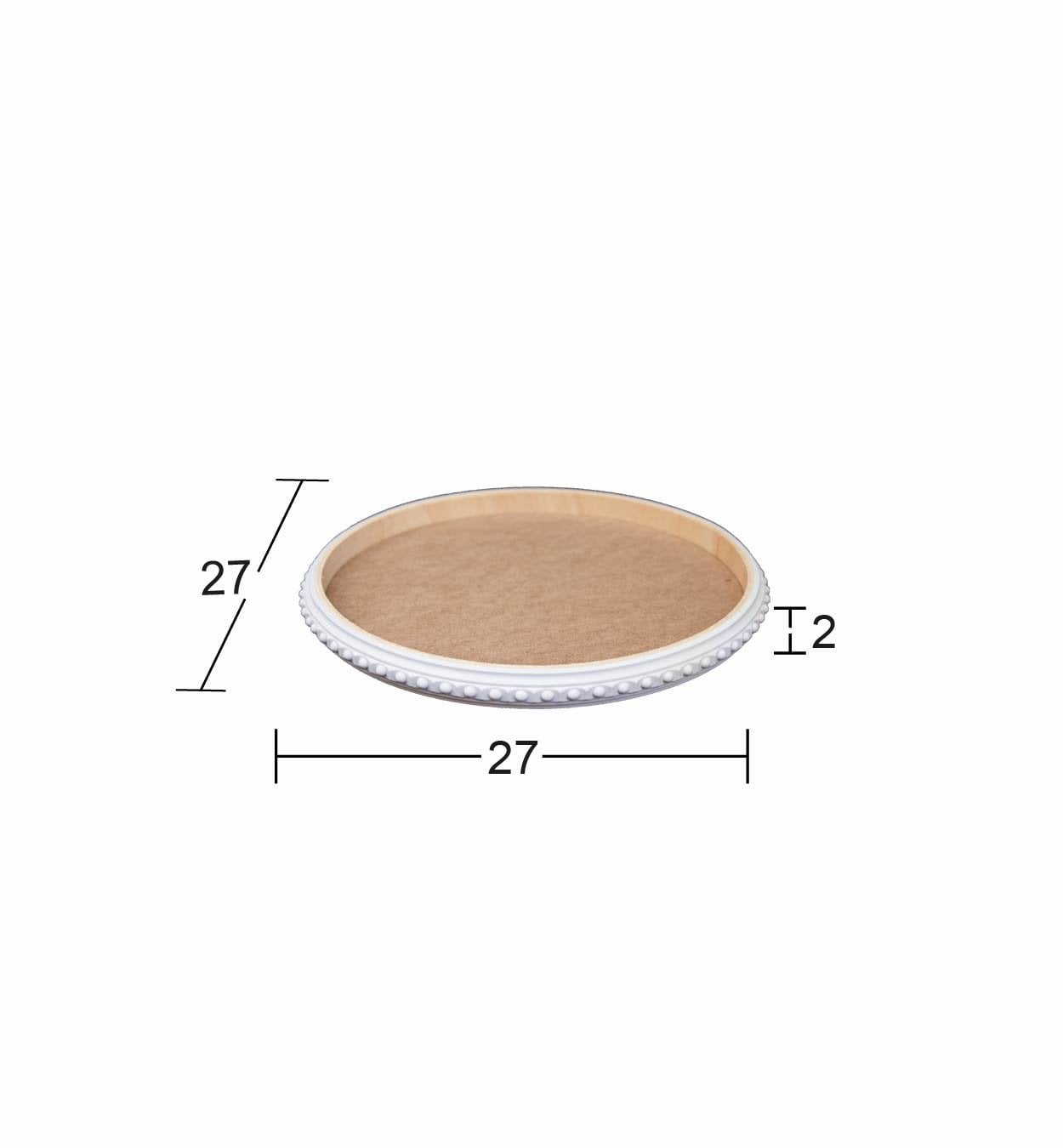 Ahşap Yuvarlak Çıtalı Tepsi 27x27cm EG49