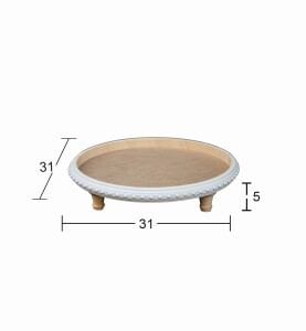 Ahşap Ayaklı Yuvarlak Çıtalı Sunumluk 31x31cm EG51