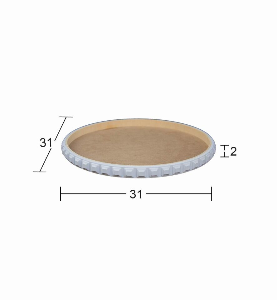 Ahşap Yuvarlak Çıtalı Tepsi 31x31cm EG55