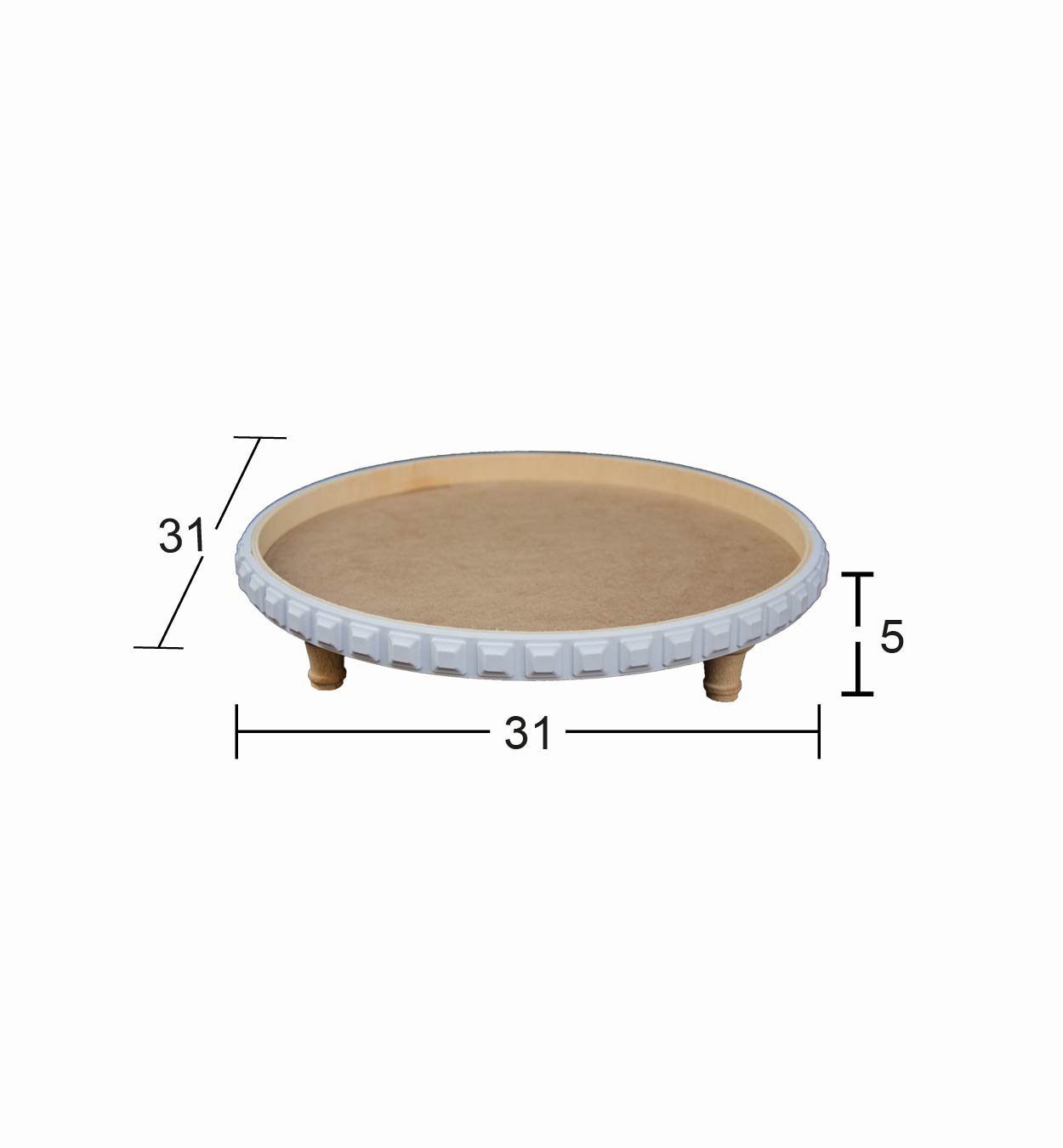 Ahşap Ayaklı Yuvarlak Çıtalı Sunumluk 31x31cm EG59