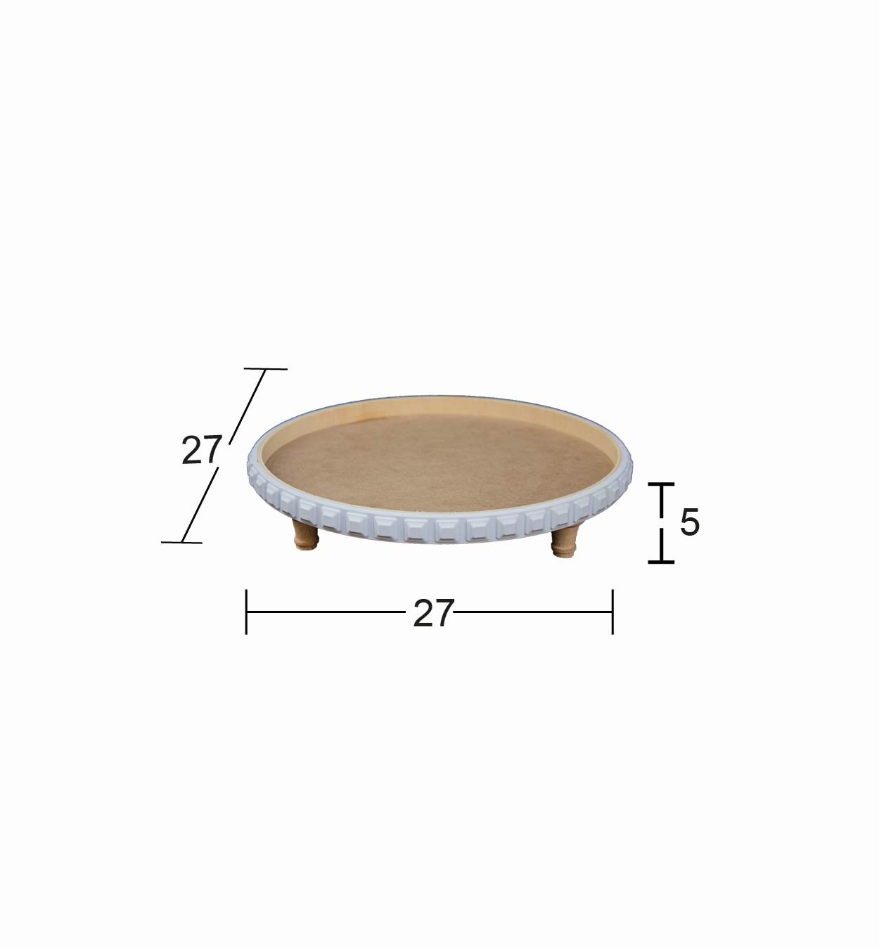 Ahşap Ayaklı Yuvarlak Çıtalı Sunumluk 27x27cm EG61