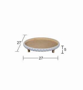 Ahşap Ayaklı Yuvarlak Çıtalı Sunumluk 27x27cm EG61