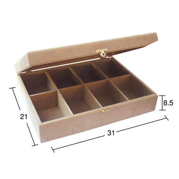 Ahşap 8 Bölmeli Dikiş Kutu 31x21cm KU243