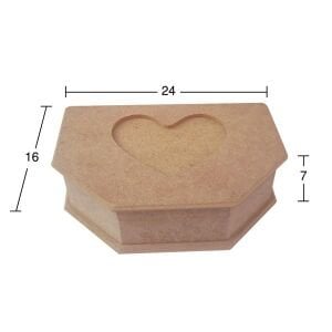 Ahşap Üst Kalpli Kutu 24x16cm KU240