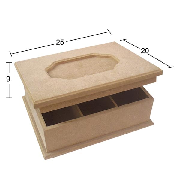 Ahşap 3 lü Havuzlu Çay Kutu 25x20cm KU219