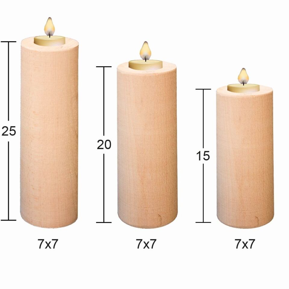 Ahşap Şamdan ( 3'LÜ TAKIM ) ŞA28
