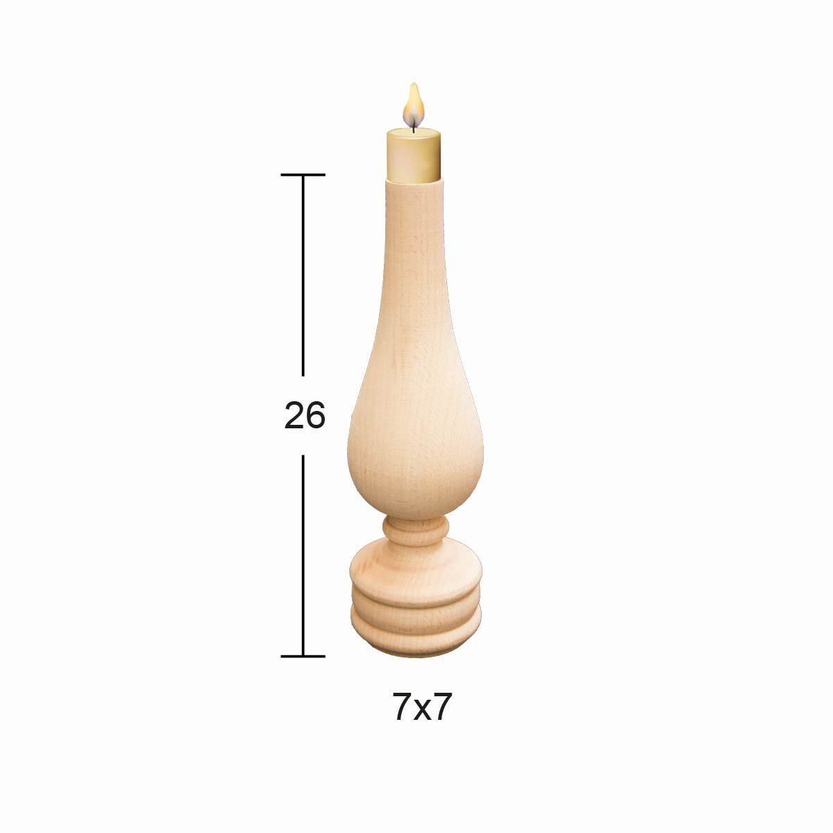 Ahşap Gaz Lambası Şamdan 26x7cm ŞA07