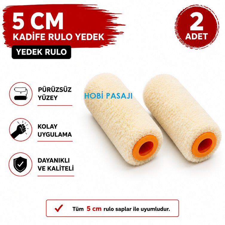 Kadife Rulo Yedek 5cm 2'li Set