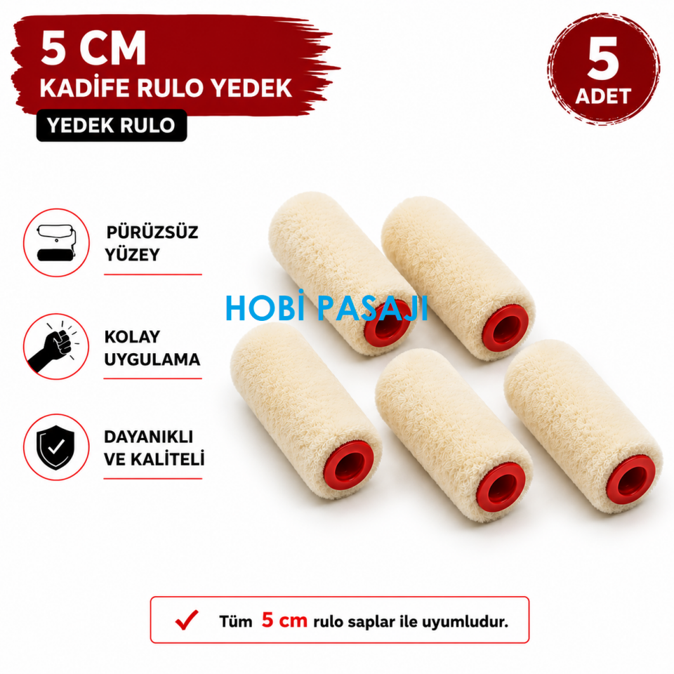 Kadife Rulo Yedek 5cm 5'li Set