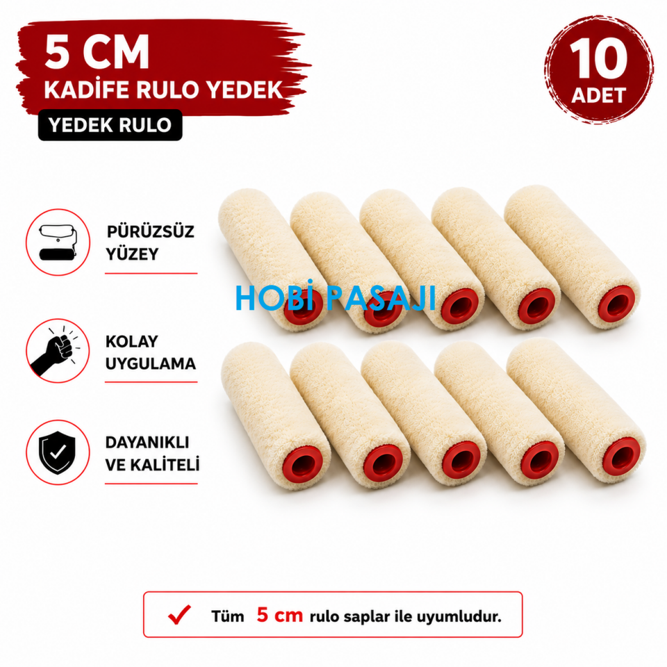 Kadife Rulo Yedek 5cm 10'lu Set