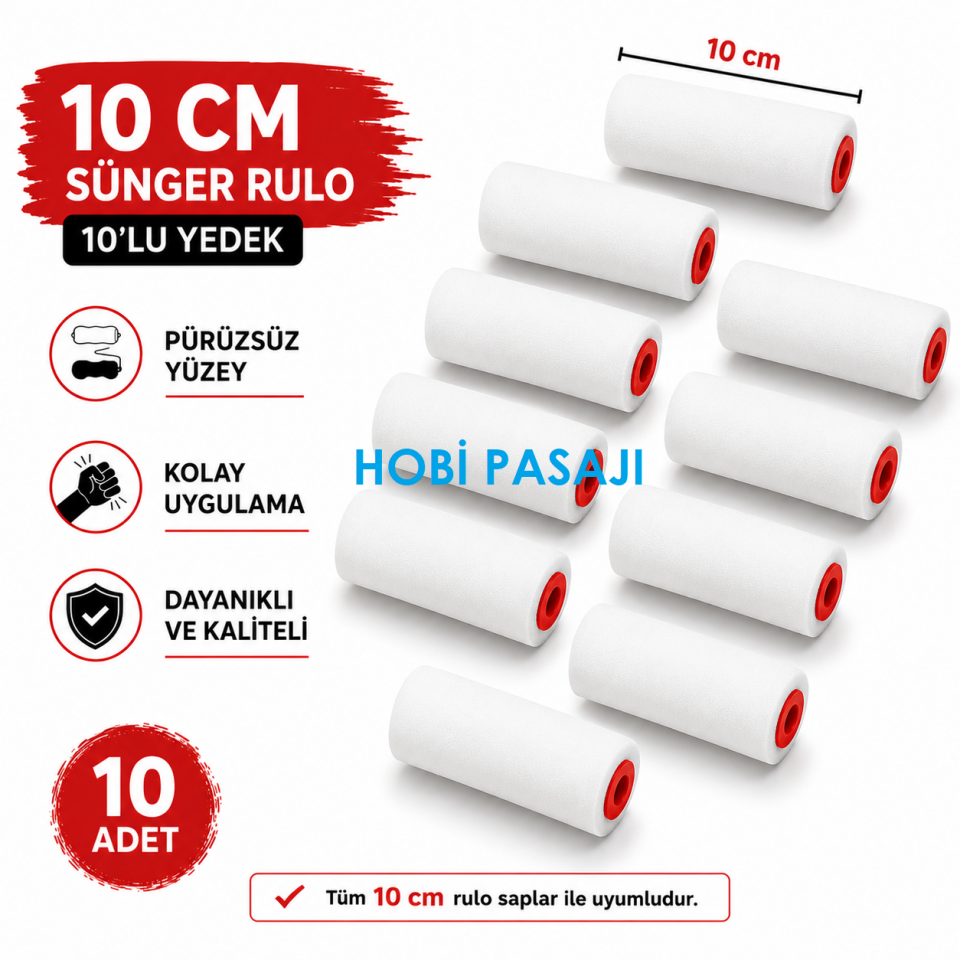 Sünger Rulo Yedek 10cm 10'lu Set