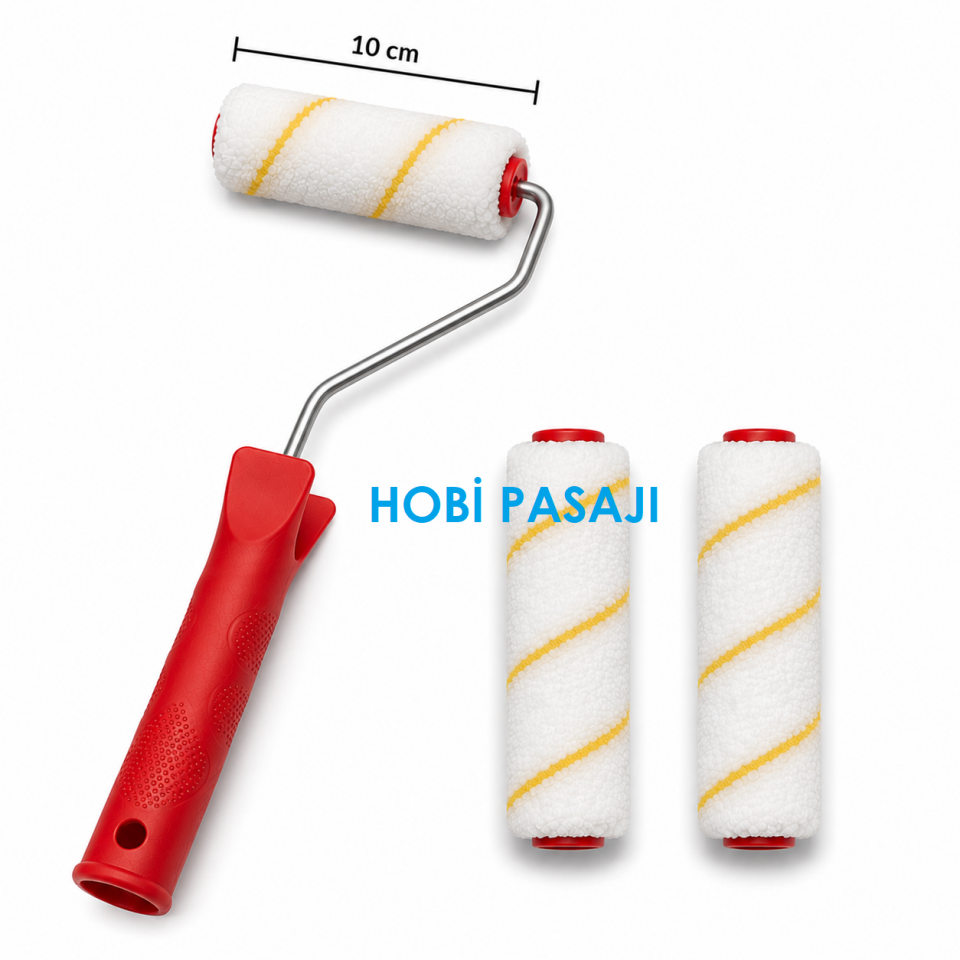 Parmak Rulo Fırça 10cm +2 Yedekli