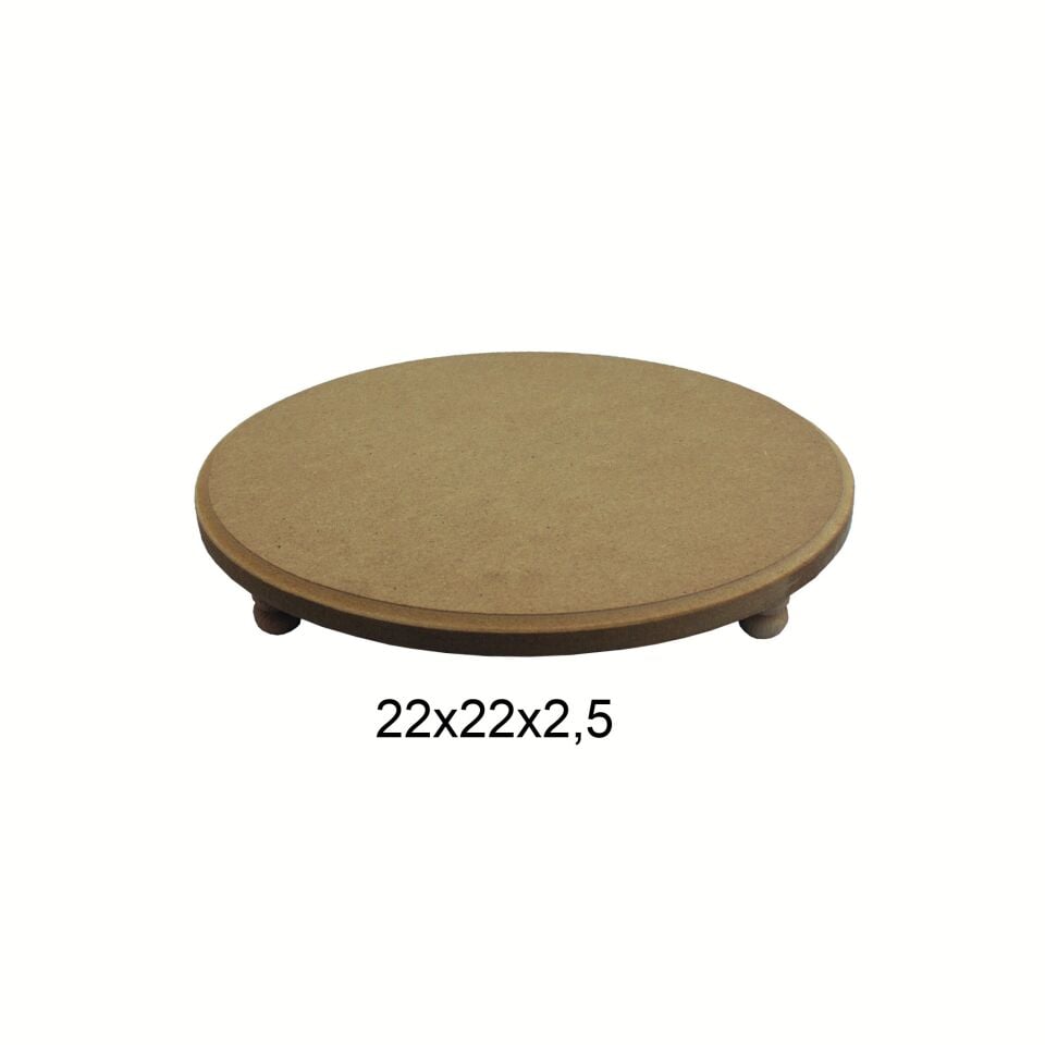Ahşap Ayaklı Yuvarlak Sunumluk 22,5x22,5cm L172