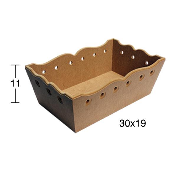 Ahşap Dikdörtgen Delikli Ekmeklik 30x19cm E337