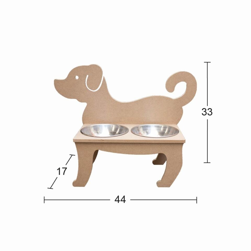 Ahşap İkili Köpek Mamalık 44x17cm KM107