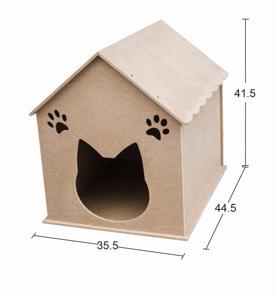 Ahşap Kedi Evi 44,5x35,5cm KM109