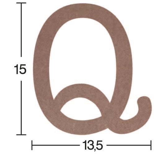 Ahşap Harf Obje 18mm-'Q' Harfi H032