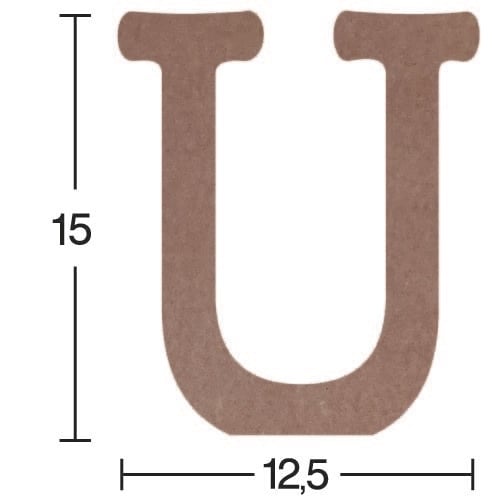 Ahşap Harf Obje 18mm-'U' Harfi H025