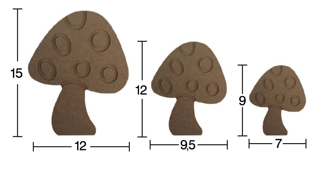 Ahşap 3 lü Mantar Set 18mm H076